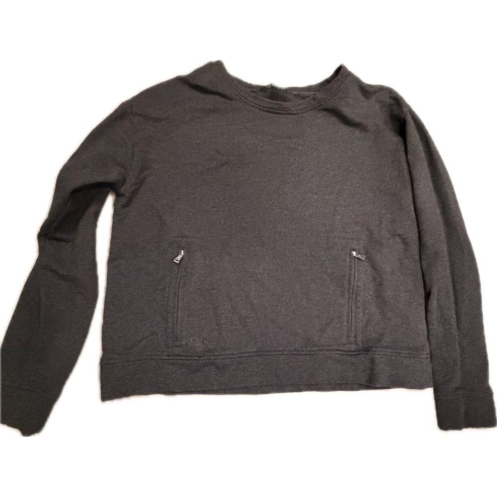 Lauren Ralph Lauren Womens XL Charcoal Gray Zip Pocket Sweatshirt LRL Pullover